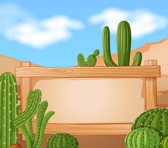 Plantilla de frontera con cactus en el fondo vector