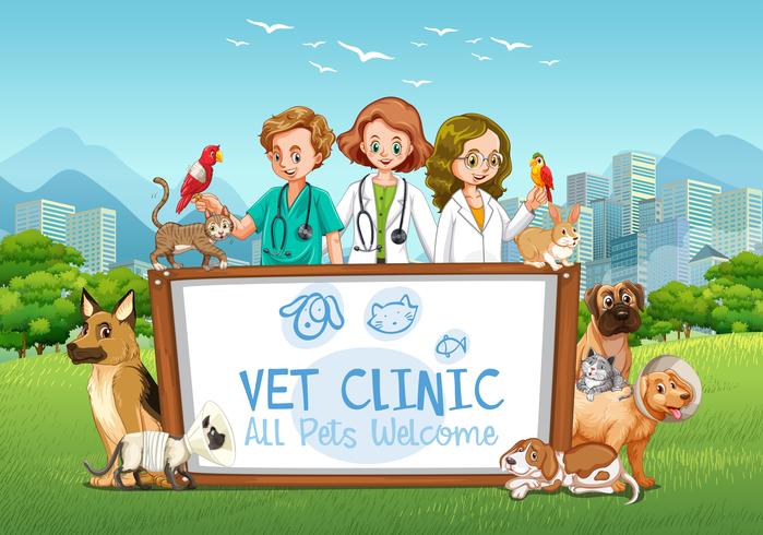 Cute Pets Clinic Welcome Sign vector