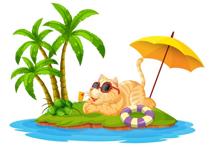 A cat on summer holiday vector