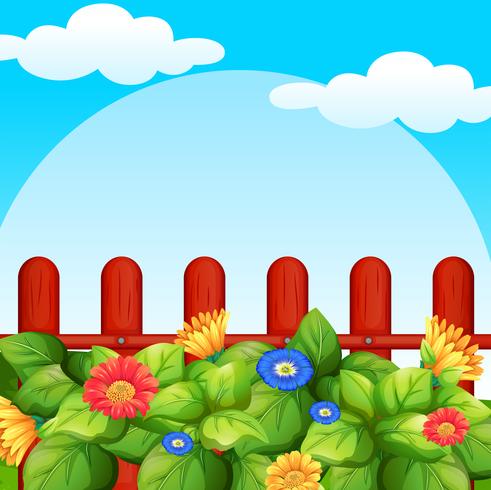 Escena de fondo con flores en el jardín vector