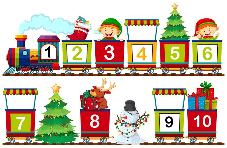 Set of christmas number on train vector