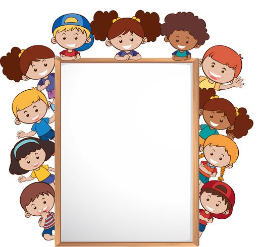 International children and whiteboard template vector