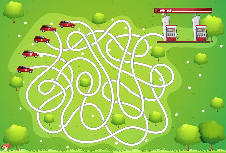 Game template with car and gas station vector