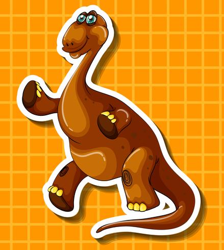 Brown dinosaur on yellow background vector