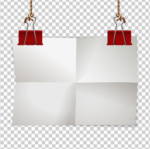Border template with paper and red clips vector