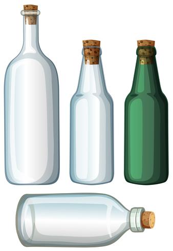 Four designs of glass bottles vector