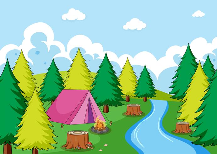 Camping in the forest vector