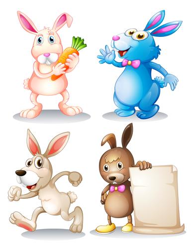 Four rabbits vector