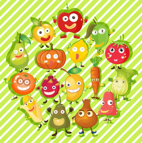 Different kind of fruits and vegetables vector