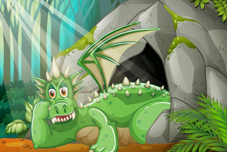 Dragon living in the cave vector