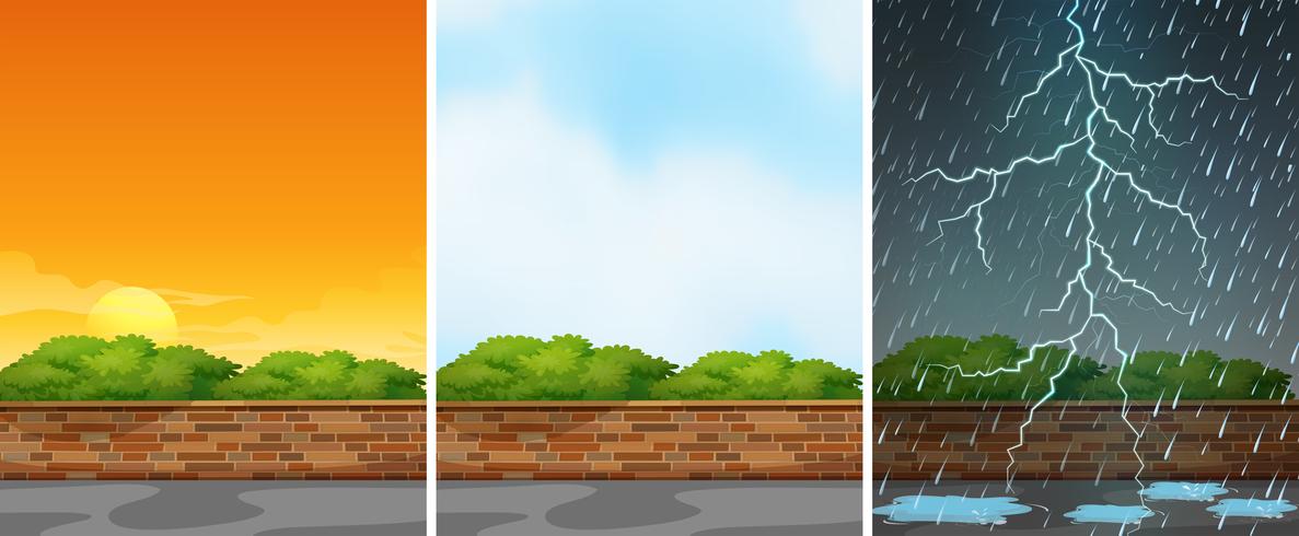 Three background scenes at different seasons vector