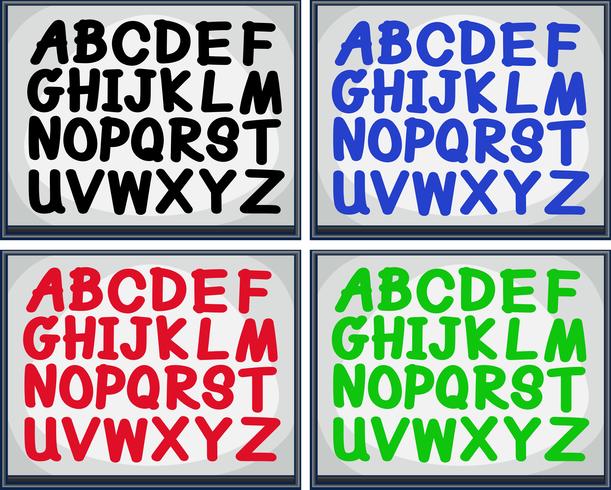 English alphabet in four colors vector