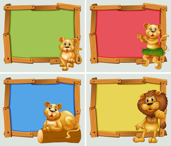 Wooden frames with wild animals vector