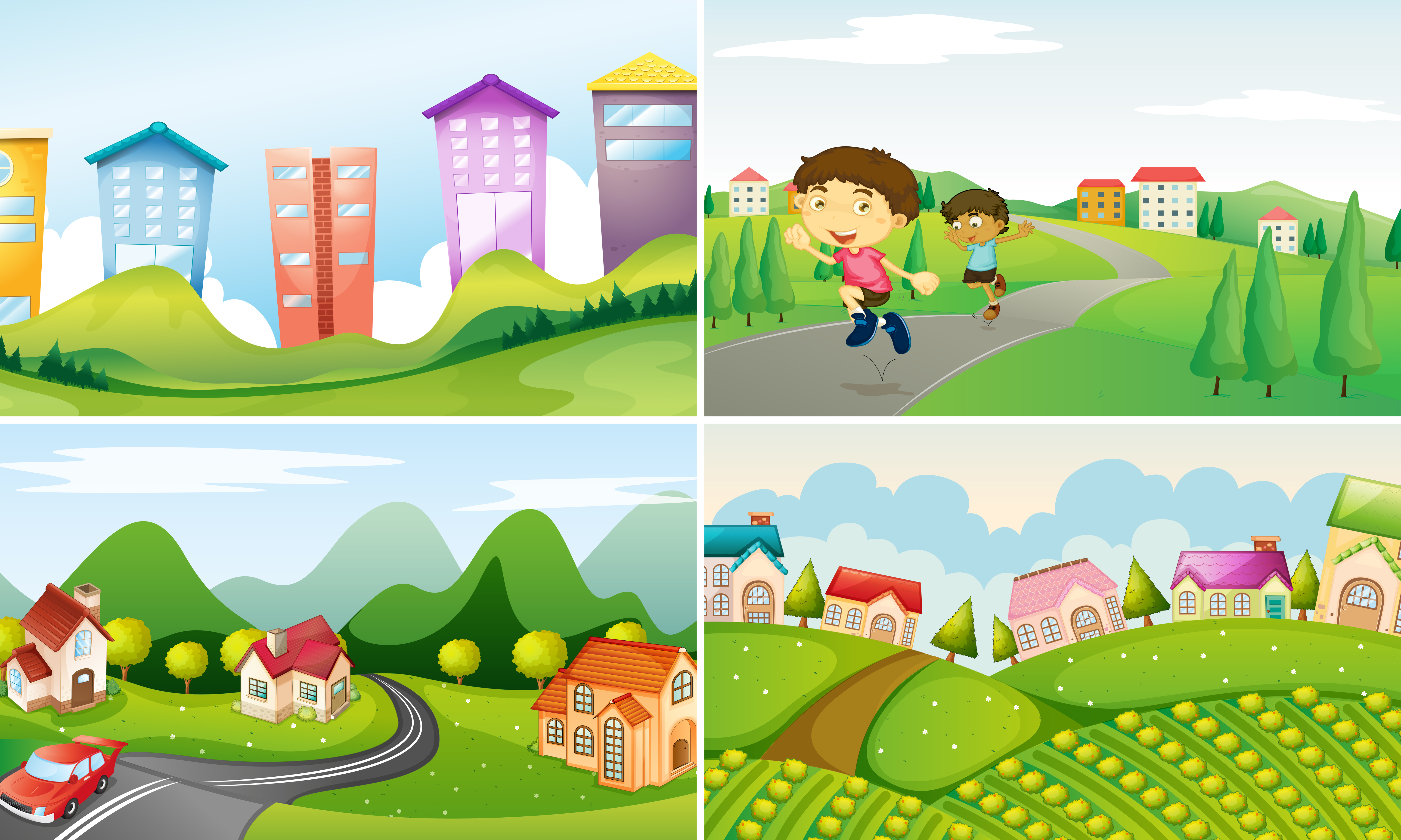 Live city or countryside. Countryside детская картинка. City Town countryside. Come to the countryside рисунок на белом фоне. Cartoon countryside and City.