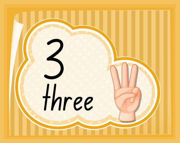 Number three hand gesture vector