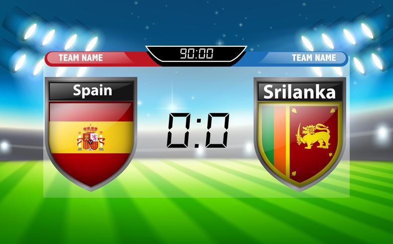 A scoreboard Spain VS Srilanka vector