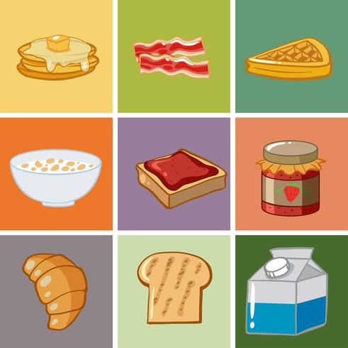 Colourful Healthy Breakfast Set Template vector