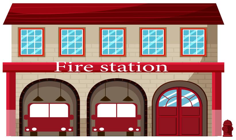 A fire station on white background vector