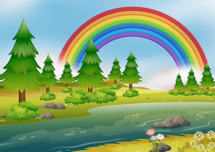 Un hermoso paisaje del río arco iris vector