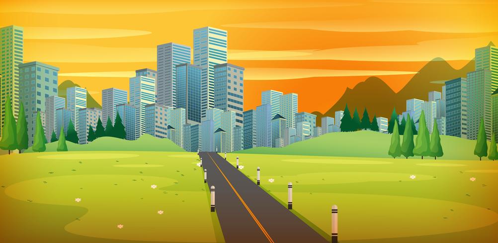 Road to Big City Golden Sky vector