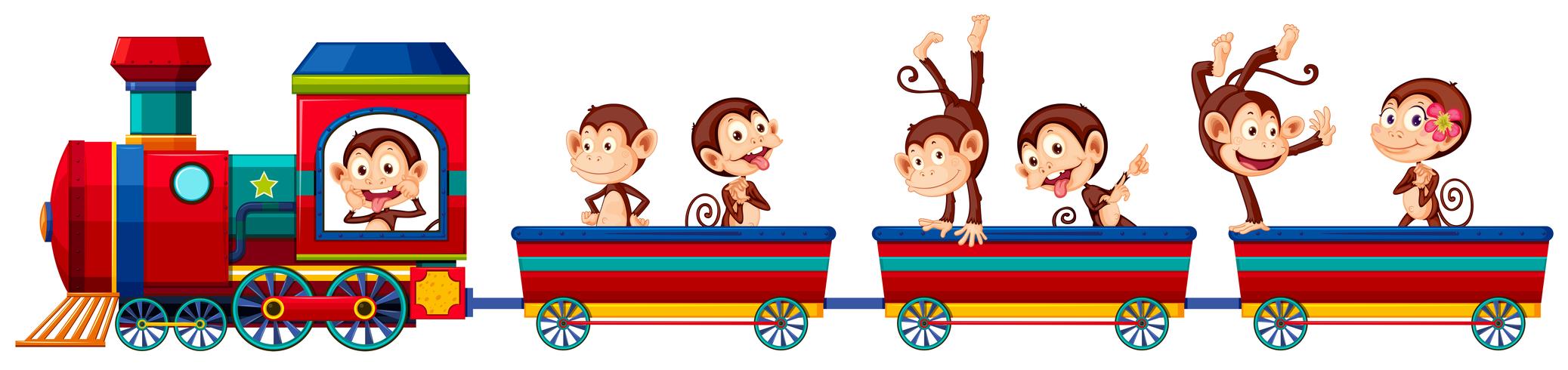 Train and monkeys vector