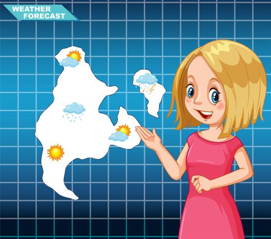 Girl news weather forecast vector