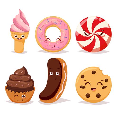 Dulces de postre dulces y el icono de la doodle vector