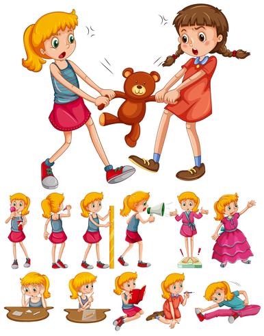 Girls in different activities vector