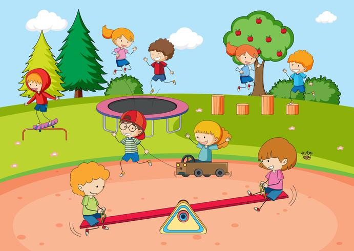 Children playing at playground vector