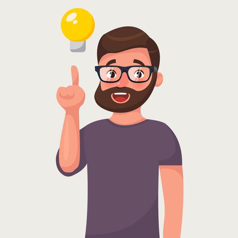 Man light bulb vector