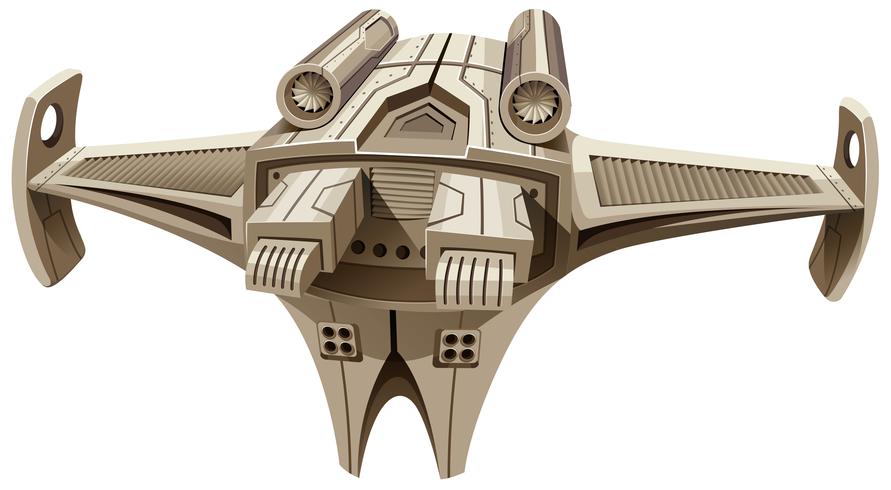 Modern spaceship with wings vector
