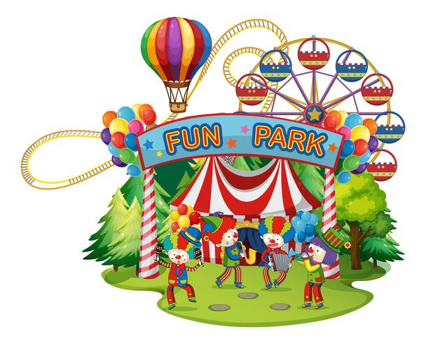 Happy clowns in the funpark vector