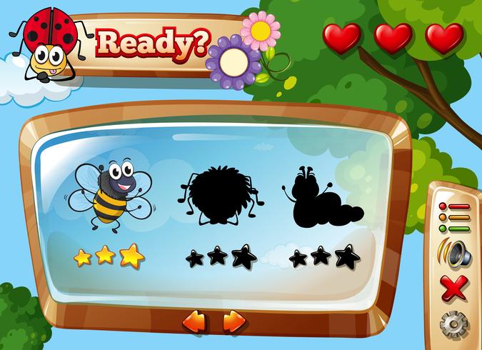 Insect collecting game template vector
