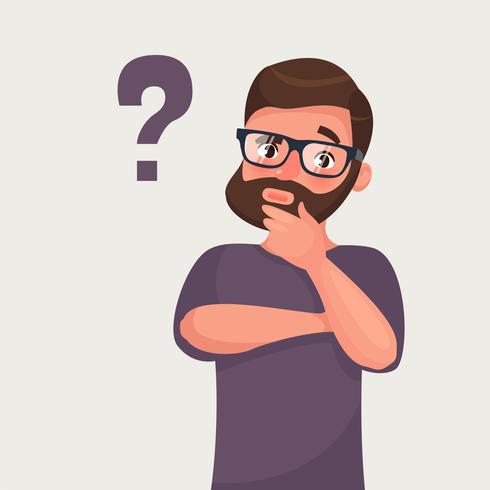 Thinking man with question mark vector