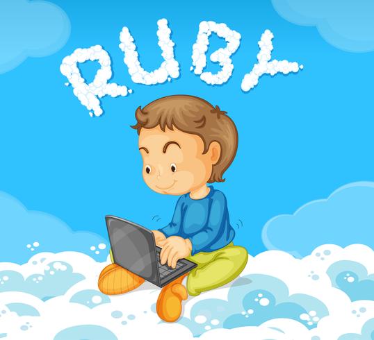 Un joven codificando ruby vector