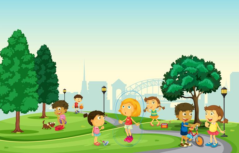 Children playing at the park vector