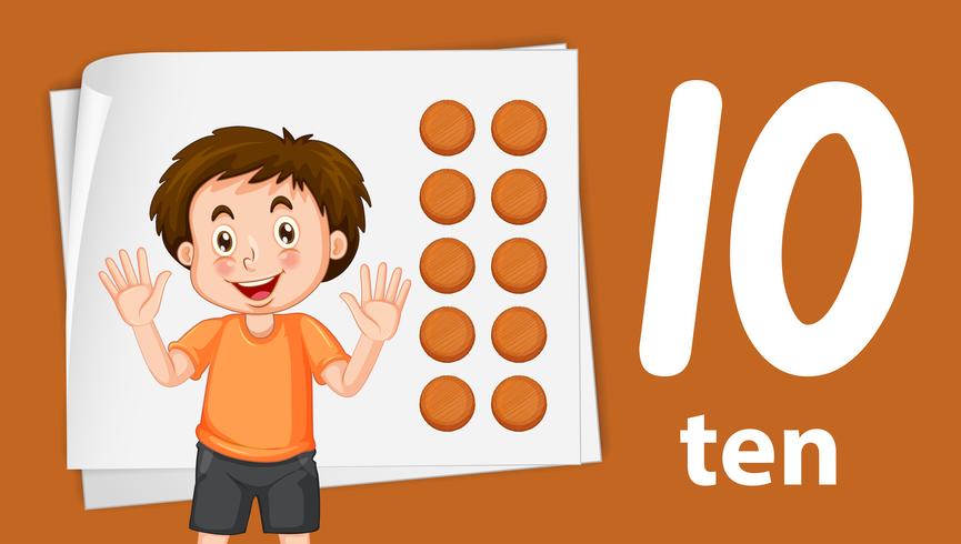 Boy on number ten yemplate vector