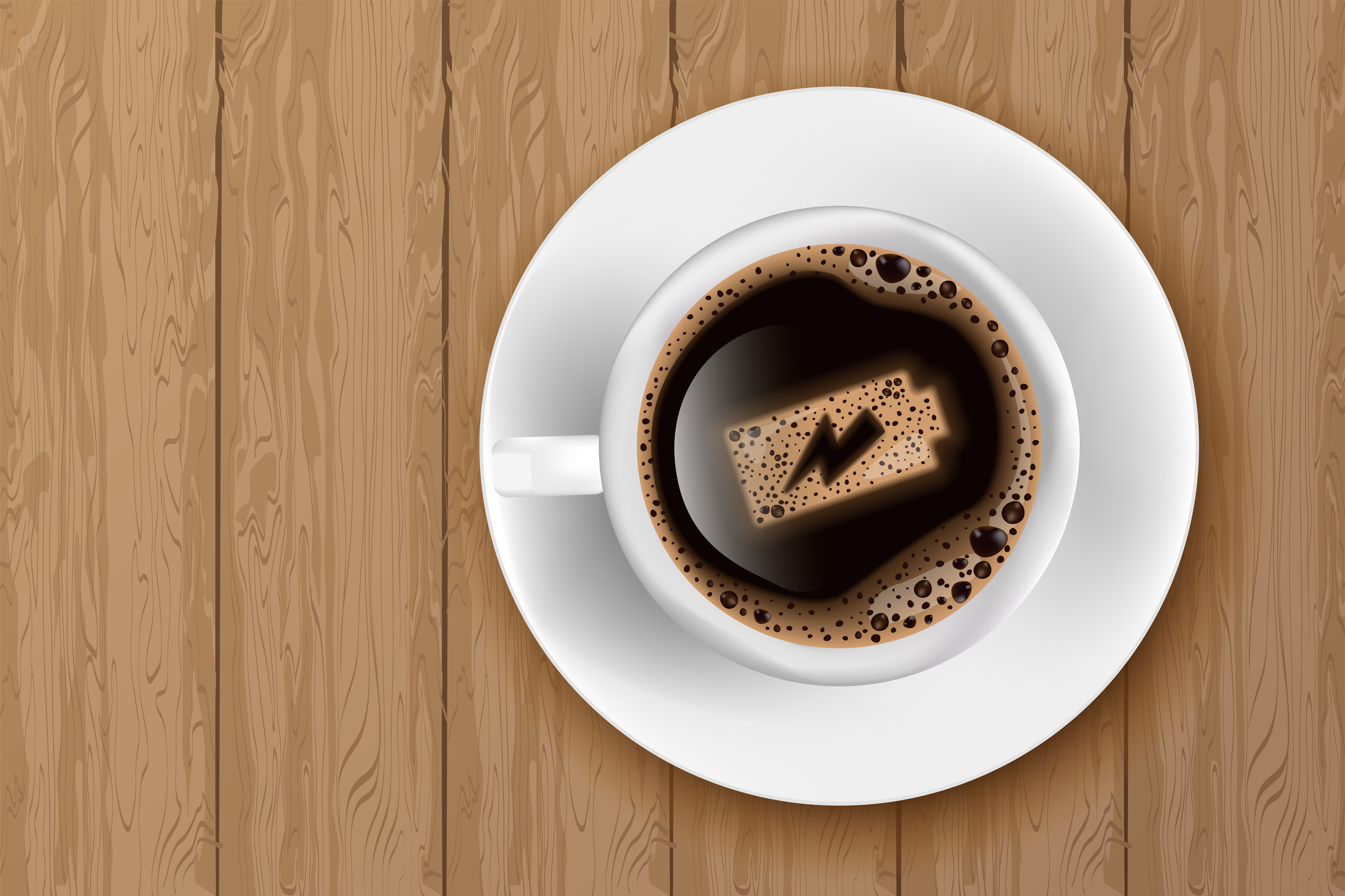 Cup of coffee with battery energy on foam - Download Free Vectors