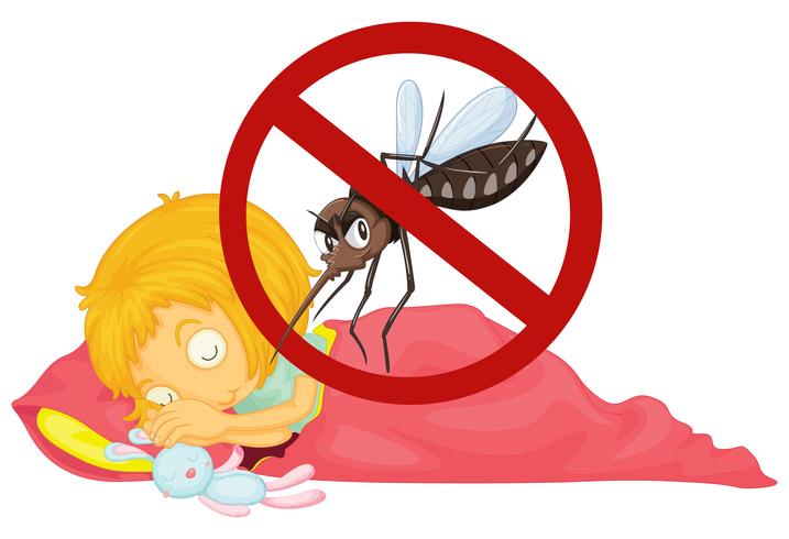 No mosquito while girl sleeping vector