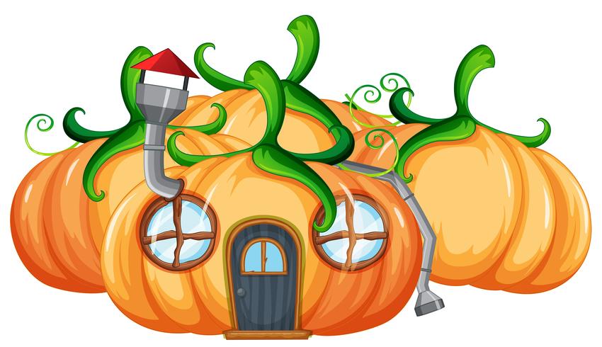 Pumpkin house on white background vector