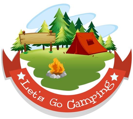 Diseño de banner con tema de camping. vector