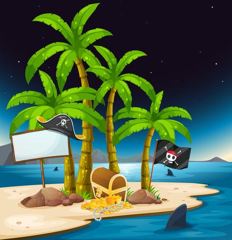 A pirate island with an empty signboard vector