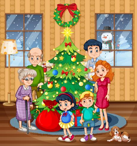 A family celebrating christmas vector