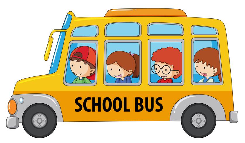 Student taking school bus vector