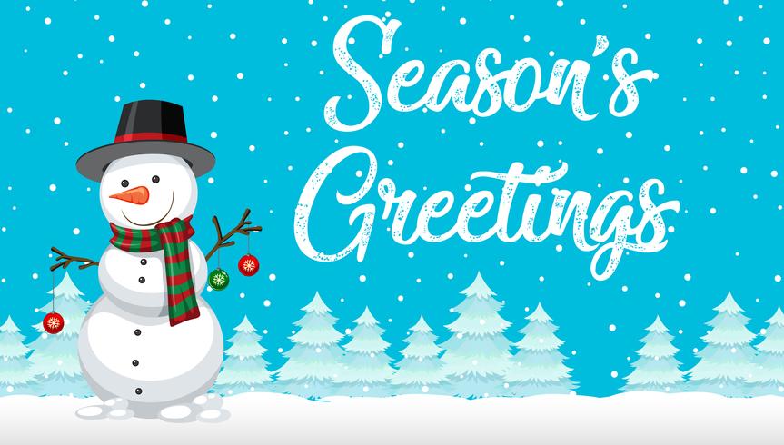 Season greetings snowman card vector