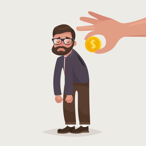 Hand holding coin inserting into back of businessman vector