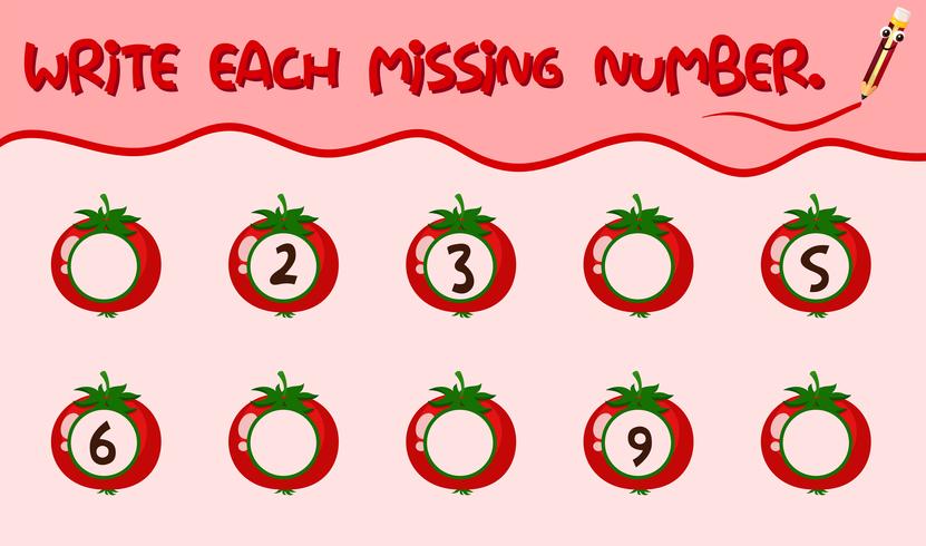 Write each missing number worksheet vector