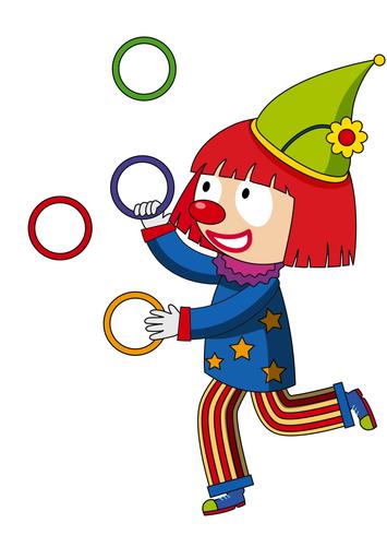 Happy clown juggling rings