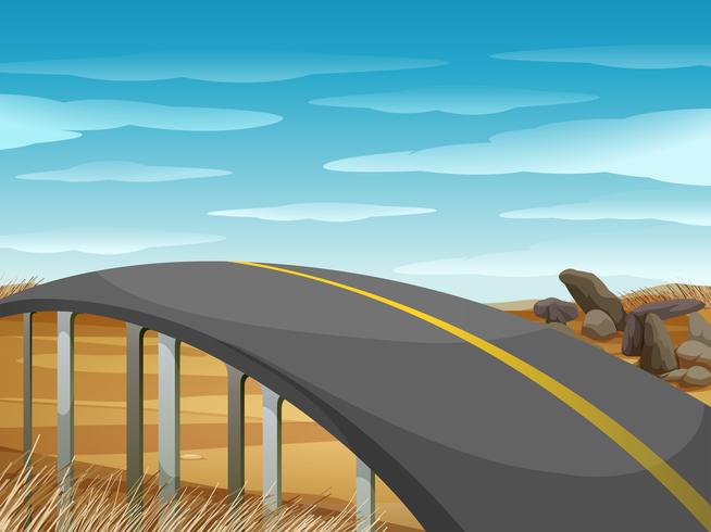 Carretera vacía sobre el campo vector