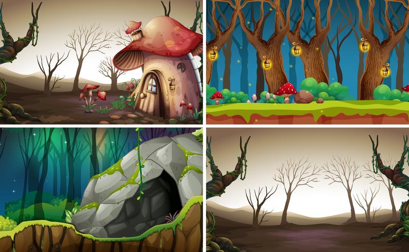 Fairy tale forest background vector